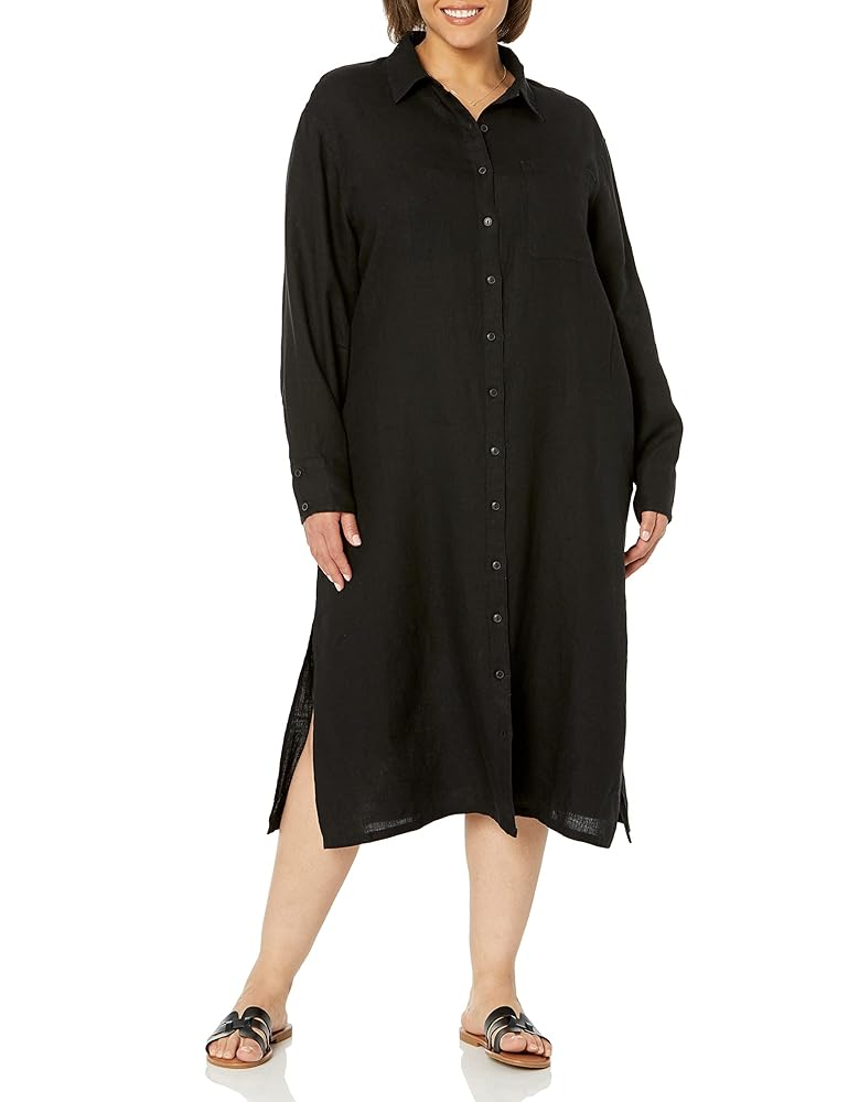 ワンピース fig london holiday LINEN dress Linen Cotton Shift Dress - Embroidered Palm | Talbots